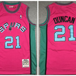 Men's San Antonio Spurs #21 Tim Duncan 1998-99 Pink Throwback Stitched Jersey