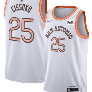 Men's San Antonio Spurs #25 Sidy Cissoko White 2023 24 City Edition Stitched Basketball Jersey