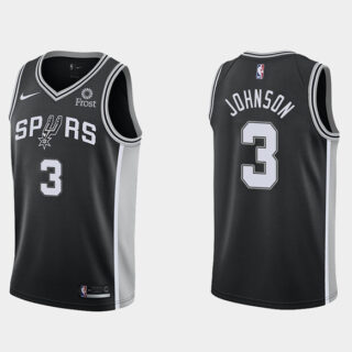 Men's San Antonio Spurs #3 Keldon Johnson Icon Edition Black Stitched Jersey