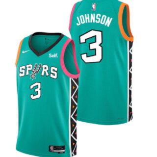 Men's San Antonio Spurs #3 Keldon Johnson Teal 2022 City Edition Swingman Stitched Jersey
