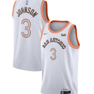 Men's San Antonio Spurs #3 Keldon Johnson White 20233 24 City Edition Stitched Basketball Jersey
