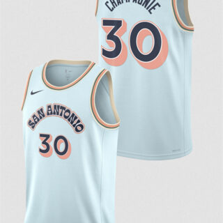 Men's San Antonio Spurs #30 Julian Champagnie Light Blue 2024 25 City Edition Stitched Basketball Jersey
