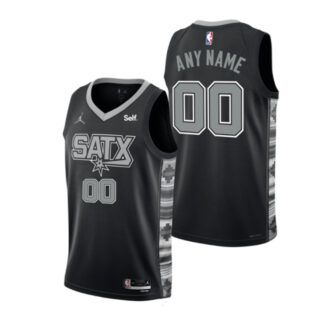 Men's San Antonio Spurs ActiVE Player Custom Black 2022 23 Statement Edition Stitched Basketball Jersey