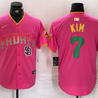 Men's San Diego Padres ##7 Ha-Seong Kim Pink Cool Base Stitched Baseball Jerseys
