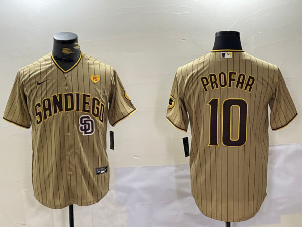 Men's San Diego Padres #10 Jurickson Profar Tan Cool Base Stitched Baseball Jerseys