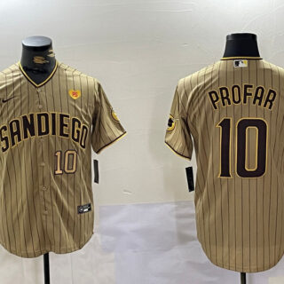 Men's San Diego Padres #10 Jurickson Profar Tan Cool Base Stitched Baseball Jerseys