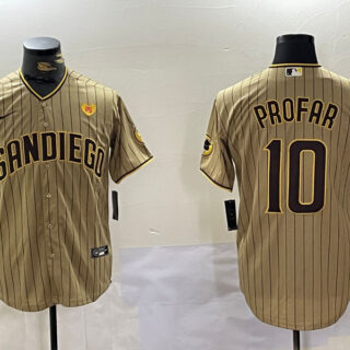 Men's San Diego Padres #10 Jurickson Profar Tan Cool Base Stitched Baseball Jerseys