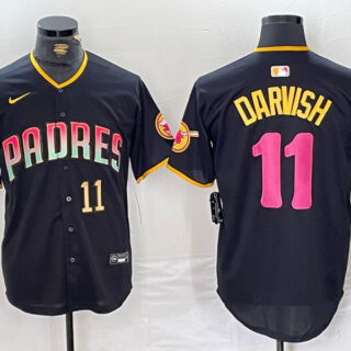 Men's San Diego Padres #11 Yu Darvish Black Cool Base Stitched Baseball Jerseys