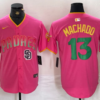 Men's San Diego Padres #13 Manny Machado Pink Cool Base Stitched Baseball Jerseys