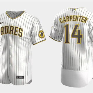 Men's San Diego Padres #14 Matt Carpenter White Flex Base Stitched Baseball Jersey