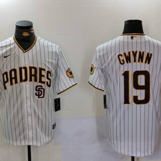 Men's San Diego Padres #19 19 Tony Gwynn White Cool Base Stitched Baseball Jersey