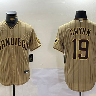Men's San Diego Padres #19 Tony Gwynn Tan Cool Base Stitched Baseball Jersey
