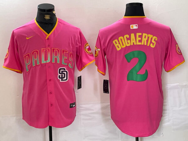 Men's San Diego Padres #2 Xander Bogaerts Pink Cool Base Stitched Baseball Jerseys