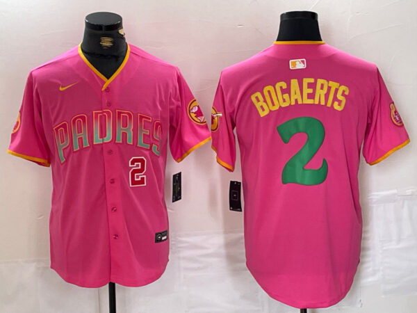Men's San Diego Padres #2 Xander Bogaerts Pink Cool Base Stitched Baseball Jerseys