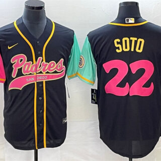 Men's San Diego Padres #22 Juan Soto Black Cool Base Stitched Baseball Jersey