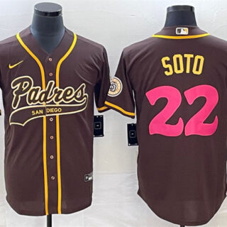 Men's San Diego Padres #22 Juan Soto Brown Cool Base Stitched Baseball Jersey