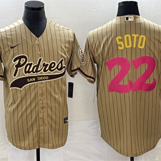 Men's San Diego Padres #22 Juan Soto Tan Cool Base Stitched Baseball Jersey
