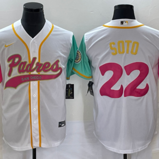 Men's San Diego Padres #22 Juan Soto White City Connect Cool Base Stitched Baseball Jersey