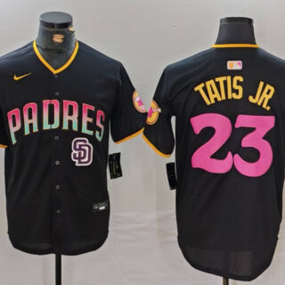 Men's San Diego Padres #23 Fernando Tatis Jr. Black Cool Base Stitched Baseball Jerseys