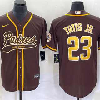 Men's San Diego Padres #23 Fernando Tatis Jr. Brown Cool Base Stitched Baseball Jersey