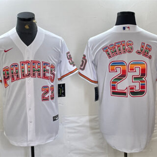 Men's San Diego Padres #23 Fernando Tatis Jr. Mexico White Cool Base Stitched Baseball Jersey