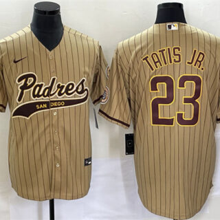 Men's San Diego Padres #23 Fernando Tatis Jr. Tan Cool Base Stitched Baseball Jersey