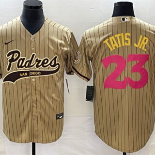 Men's San Diego Padres #23 Fernando Tatis Jr. Tan Cool Base Stitched Baseball Jersey
