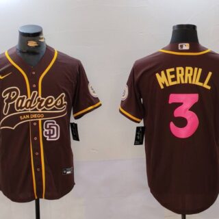 Men's San Diego Padres #3 Jackson Merrill Brown Cool Base Stitched Baseball Jerseys