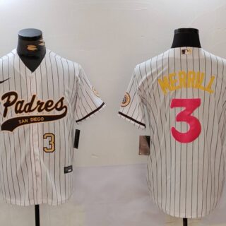Men's San Diego Padres #3 Jackson Merrill white Cool Base Stitched Baseball Jerseys