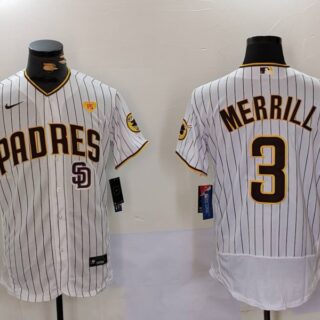 Men's San Diego Padres #3 Jackson Merrill white Cool Base Stitched Baseball Jerseys