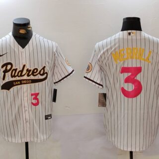 Men's San Diego Padres #3 Jackson Merrill white Cool Base Stitched Baseball Jerseys