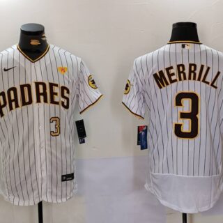 Men's San Diego Padres #3 Jackson Merrill white Cool Base Stitched Baseball Jerseys