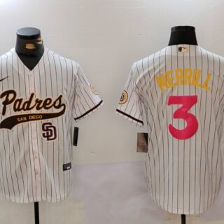 Men's San Diego Padres #3 Jackson Merrill white Cool Base Stitched Baseball Jerseys