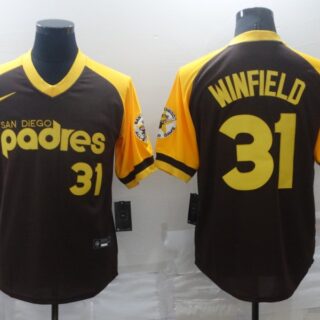 Men's San Diego Padres #31 Dave Winfield Brown Stitched Jersey