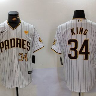 Men's San Diego Padres #34 Michael King White Cool Base Stitched Baseball Jerseys