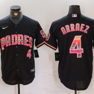 Men's San Diego Padres #4 Luis Arraez Black Mexico Cool Base Stitched Baseball Jersey
