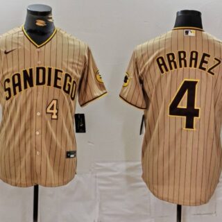 Men's San Diego Padres #4 Luis Arraez Tan Cool Base Stitched Baseball Jerseys