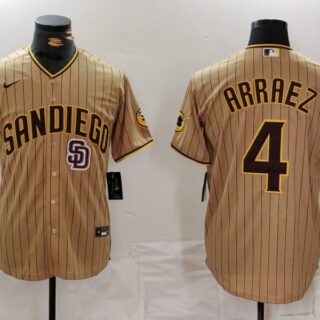 Men's San Diego Padres #4 Luis Arraez Tan Cool Base Stitched Baseball Jerseys