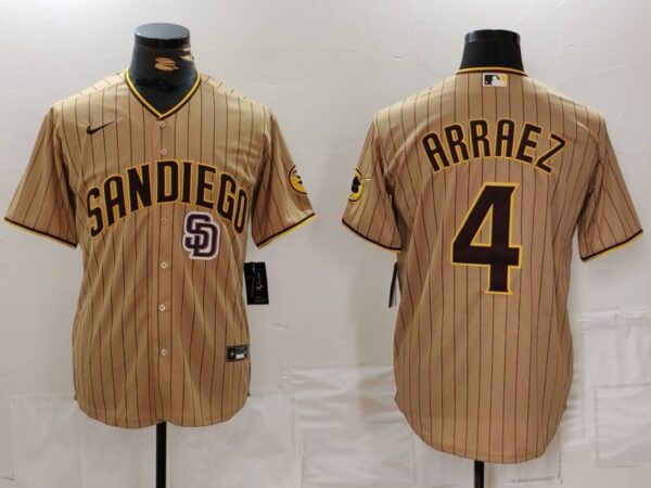 Men's San Diego Padres #4 Luis Arraez Tan Cool Base Stitched Baseball Jerseys