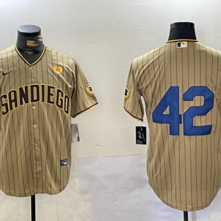 Men's San Diego Padres #42 Jackie Robinson Tan Cool Base Stitched Baseball Jerseys