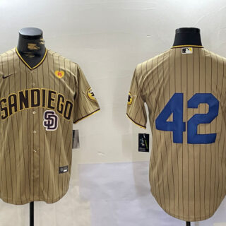Men's San Diego Padres #42 Jackie Robinson Tan Cool Base Stitched Baseball Jerseys