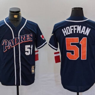 Men's San Diego Padres #51 Trevor Hoffman Navy 1998 World Series Cool Base Stitched Baseball Jersey