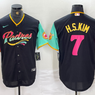 Men's San Diego Padres #7 Ha-Seong Kim Black City Connect Cool Base Stitched Baseball Jersey