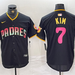 Men's San Diego Padres #7 Ha-Seong Kim Black Cool Base Stitched Baseball Jersey