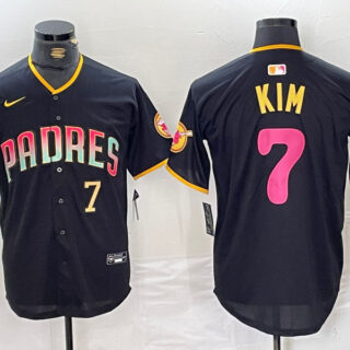 Men's San Diego Padres #7 Ha-Seong Kim Black Cool Base Stitched Baseball Jerseys