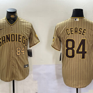 Men's San Diego Padres #84 Dylan Cease Tan Cool Base Stitched Baseball Jerseys