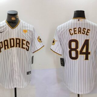 Men's San Diego Padres #84 Dylan Cease White Cool Base Stitched Baseball Jerseys