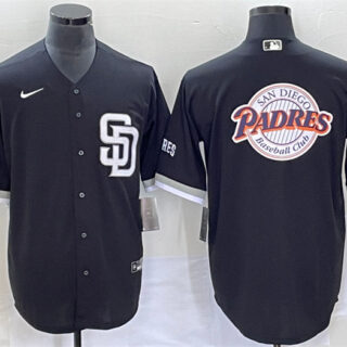 Men's San Diego Padres Black Team Big Logo Cool Base Stitched Baseball Jersey