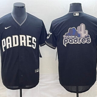 Men's San Diego Padres Black Team Big Logo Cool Base Stitched Baseball Jersey