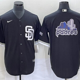 Men's San Diego Padres Black Team Big Logo Cool Base Stitched Baseball Jersey S